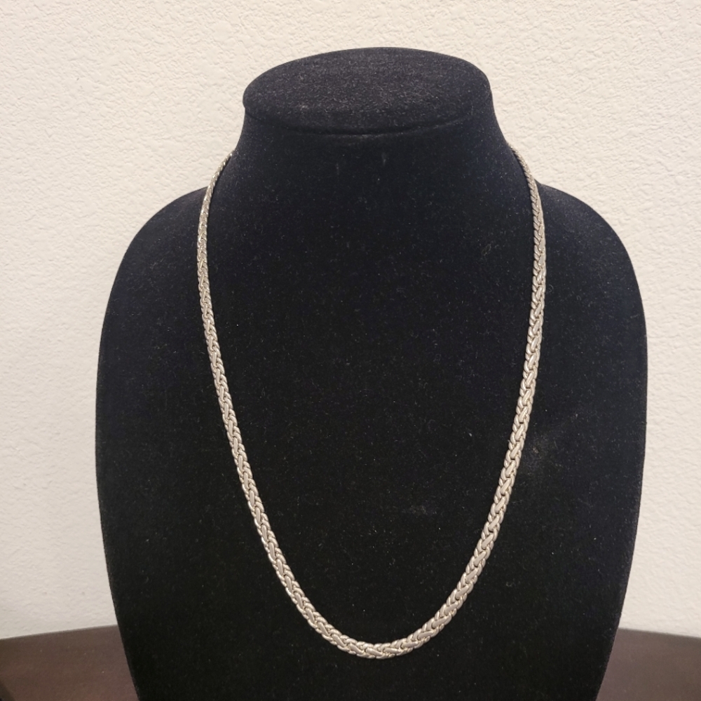 Solid 925 Sterling Silver Braided Snake Curb Chai… - image 1